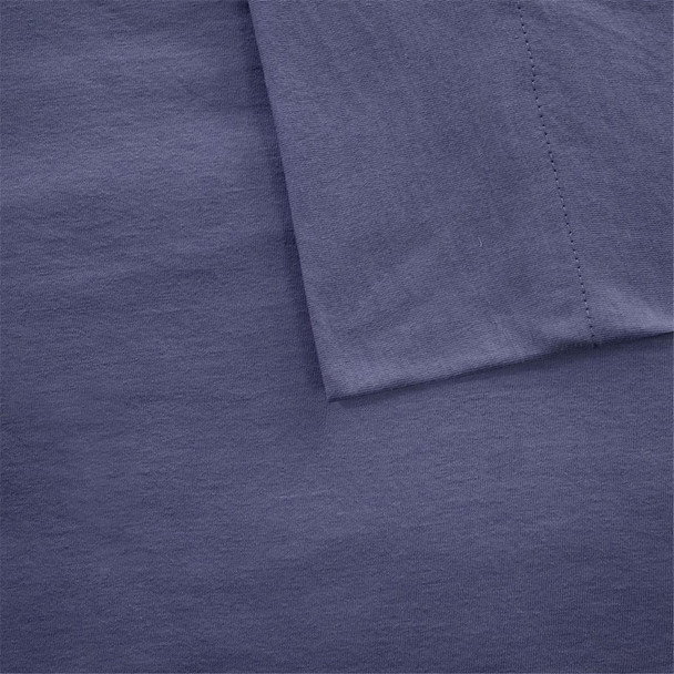 Navy Blue Cotton Blend Jersey Knit Sheet Set (Cotton Blend-ID-Navy)