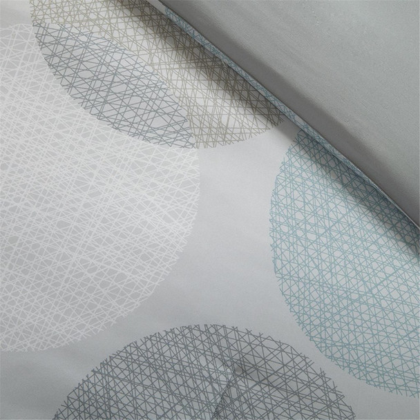 Aqua & Grey Circular Design Comforter Set AND Matching Sheet Set (Knowles-Aqua)