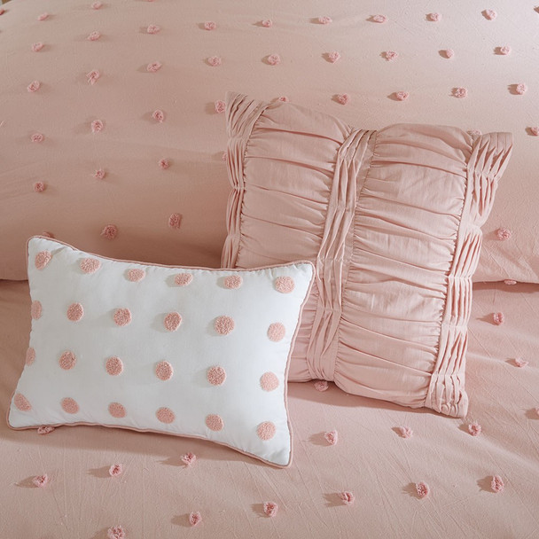 Pink on Pink Cotton Tufts Comforter Set AND Decorative Pillows (Brooklyn-Pink)