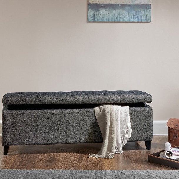 Shandra Charcoal Tufted Top Storage Bench (Shandra Charcoal-Benches)