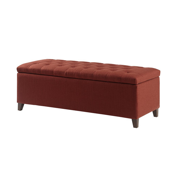 Shandra Rust Red Tufted Top Storage Bench (Shandra Red Rust-Benches)