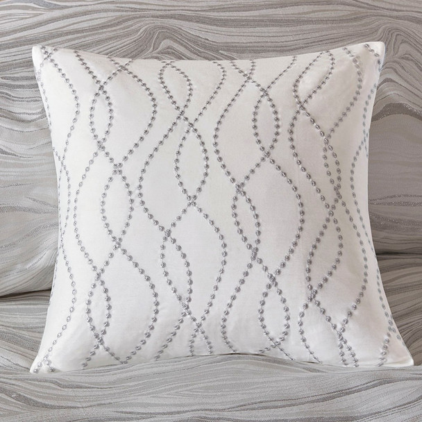White & Metallic Hollywood Jacquard Woven Comforter Set AND Decorative Pillows (Hollywood Glam-White)