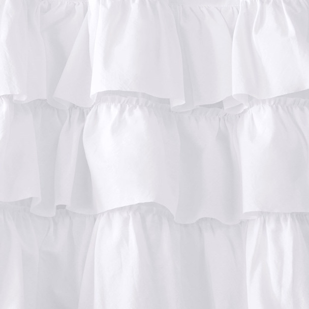 White Cotton Oversized Ruffles Rod Pocket Window Valance (Anna-White-val)