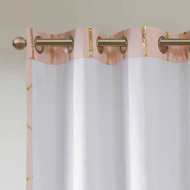 Blush Pink Geometric Metallic Gold BLACKOUT Window Panel- 50x84" (Raina-Blush-window)