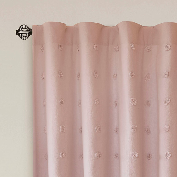 Pink on Pink Cotton Tufts Jacquard Pom Pom Window Panel (Brooklyn-Pink-window)