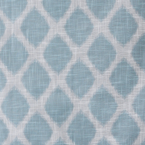 Aqua Blue & White Ikat Design BLACKOUT Window Panel - Room Darkening (Blakesly-Aqua-window)