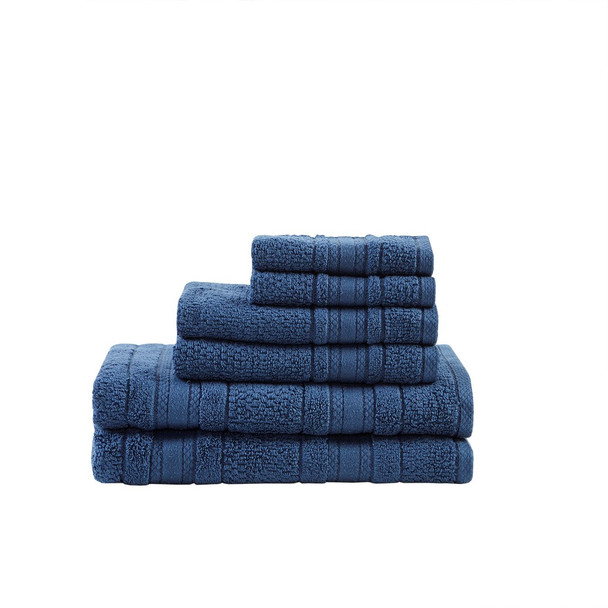 6pc Super Soft Blue Cotton Bath Towel Set (Adrien-Blue-Towel)