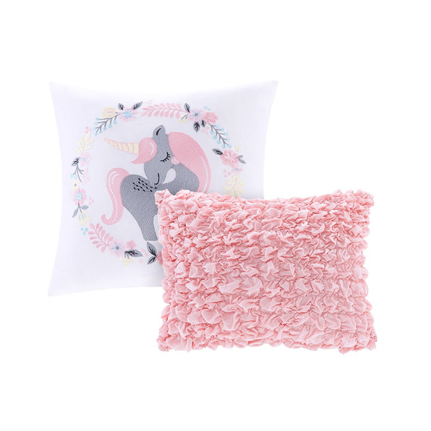 Pink Blue & White Playful Clouds Quilted Coverlet Set AND Decorative Pillows (Cloud 9-Pink-Cov)