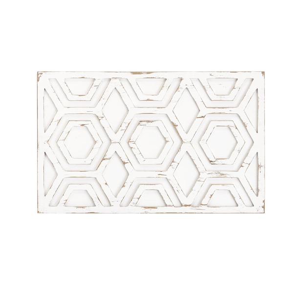 Ralston White Wooden Wall Art with Pattern (Ralston- White-Art) 