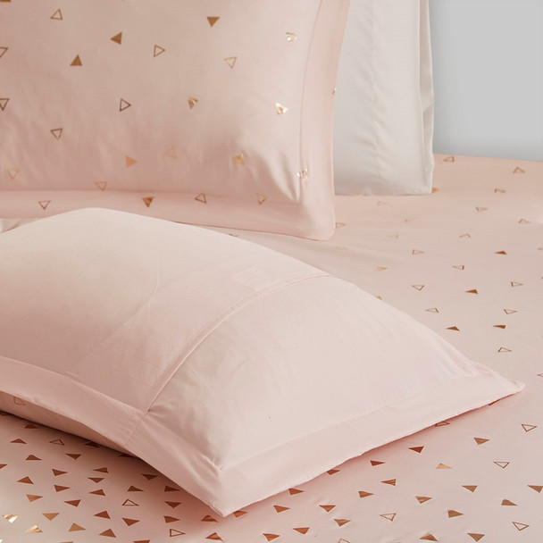 Blush Pink & Metallic Gold Reversible Comforter Set AND Decorative Pillows (Zoey-Blush/Rosegold)