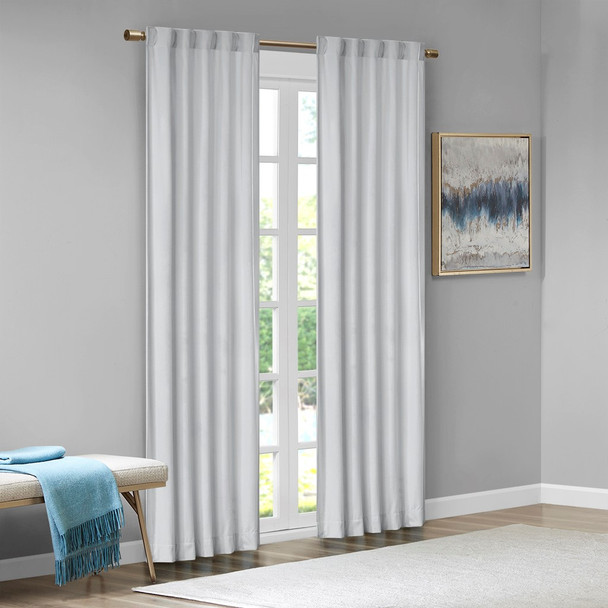 Set of 2 Light Grey Soft Velvet BLACKOUT Window Panels - Room Darkening (Colt-Light Grey-window)