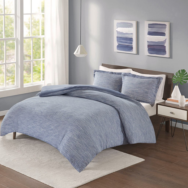 Space Dyed Blue Melange Cotton Jersey Knit Comforter Set (Space Dyed -Blue-Comf) 