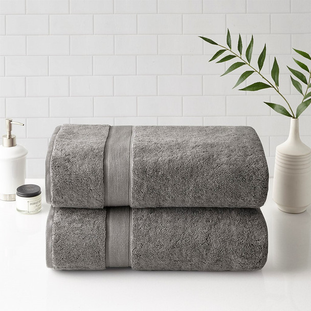2pc Grey 800GSM Spa Long Staple Cotton Bath Sheet Towel Set (800GSM -Grey-Towels)