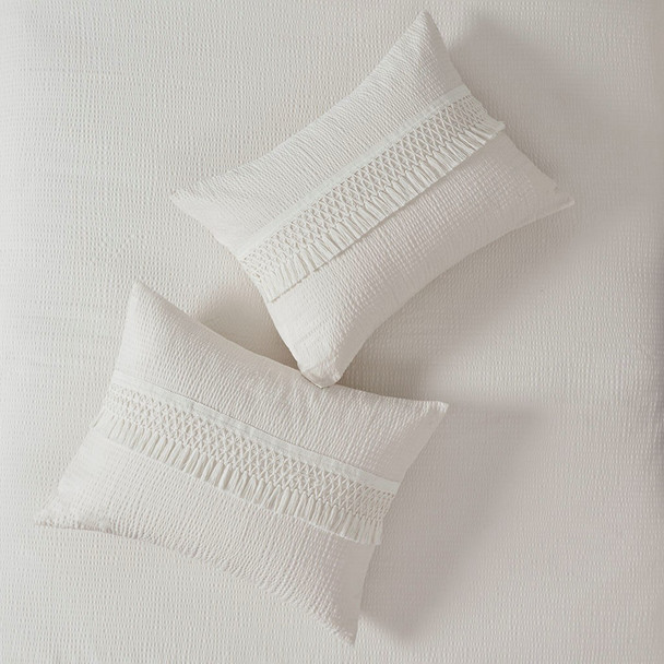 Amaya 3 Piece Ivory Cotton Seersucker Comforter Set (Amaya 3 Piece-Ivory-Comf)