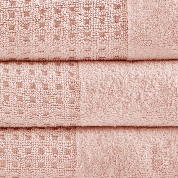 6pc Solid Blush Pink Spa Waffle Cotton Jacquard Towel Set (6 Piece -Blush Spa Waffle -Towels)