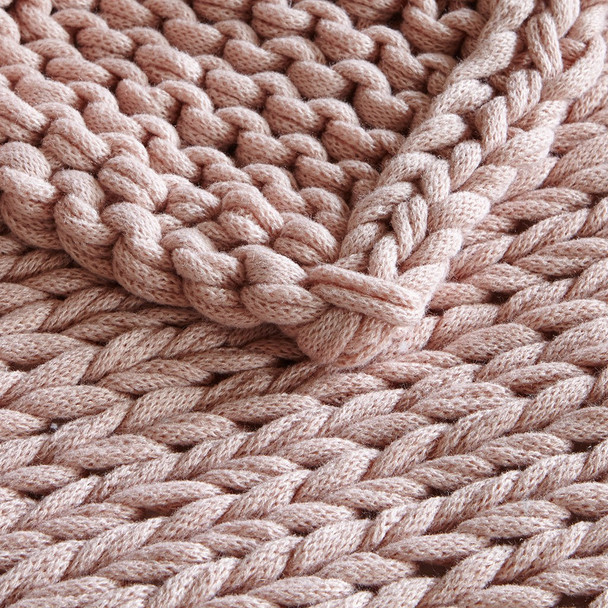 Handmade Blush Pink Chunky Knit Throw Blanket - 50x60" (Handmade Chunky-Blush-throw)