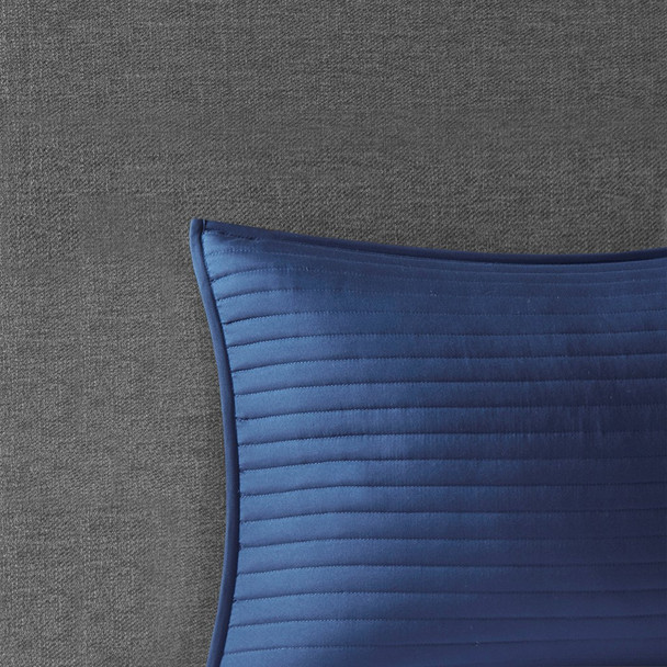 8pc Coastal Blue Stripes Comforter/Coverlet Set AND Decorative Pillows (Marina-Blue-comf)