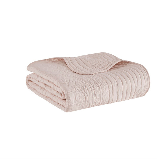 Blush Pink Oversized Quilted Throw Blanket w/Scalloped Edges - 60x72" (086569154811) 