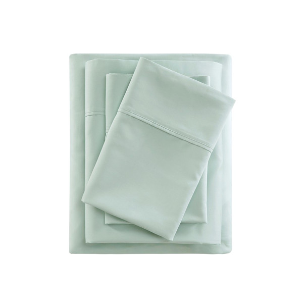 4pc Seafoam Green 400TC Wrinkle Resistant Cotton Sateen Sheet Set - QUEEN (086569216908)
