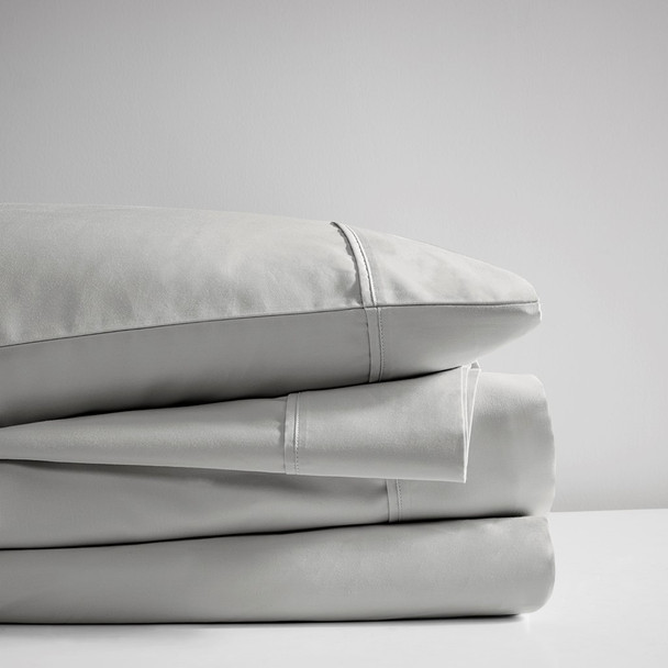  4pc Grey 400TC Wrinkle Resistant Cotton Sateen Sheet Set - QUEEN (086569216861)