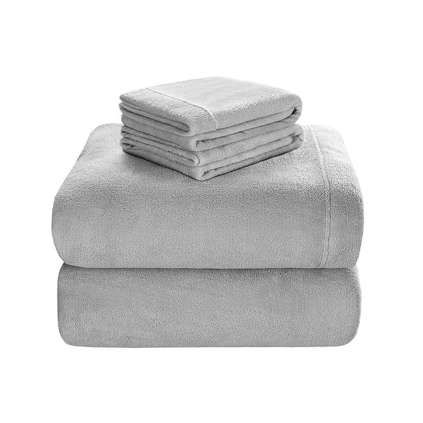 4pc Grey Soloft Plush Sheet Set - QUEEN (675716770419)