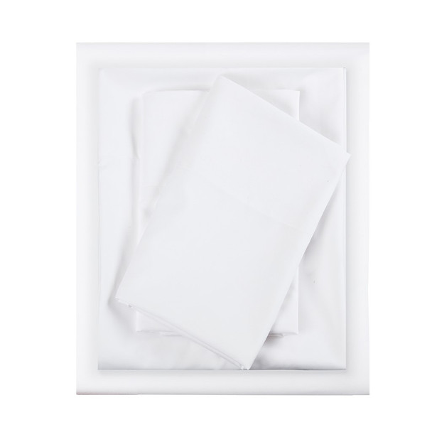 4pc QUEEN White Microfiber All Season Wrinkle-Free Sheet Set (675716526184)
