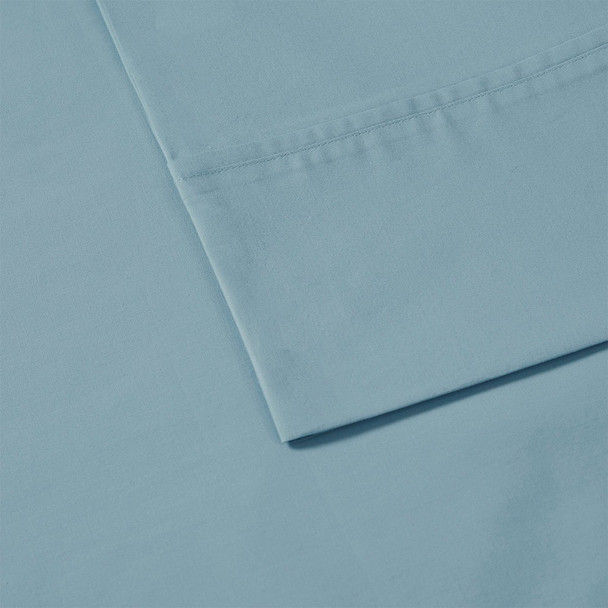 Teal Blue Year Round Cotton Percale Sheet Set (Peached Percale-Teal)