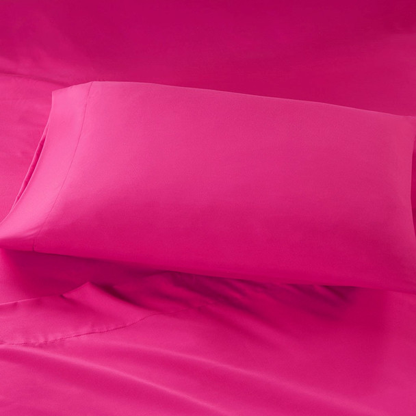 6pc Hot Pink FULL Microfiber Sheet Set w/Side Storage Pockets (086569036735)