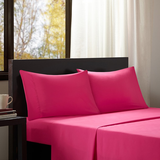 Hot Pink Year Round Microfiber Wrinkle-Free Sheet Set (Microfiber-All Season-Pink)