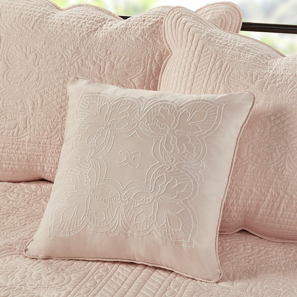 6pc Blush Pink Scalloped Edges Quilted Daybed Set AND Decorative Pillow (Tuscany-Blush-DB)