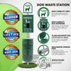 Our dog waste stations come with:  High visibility sign, High Capacity Bag Dispenser, 10-gallon waste can, galvanized strong post, Lifetime warranty, and money-back guarantee.