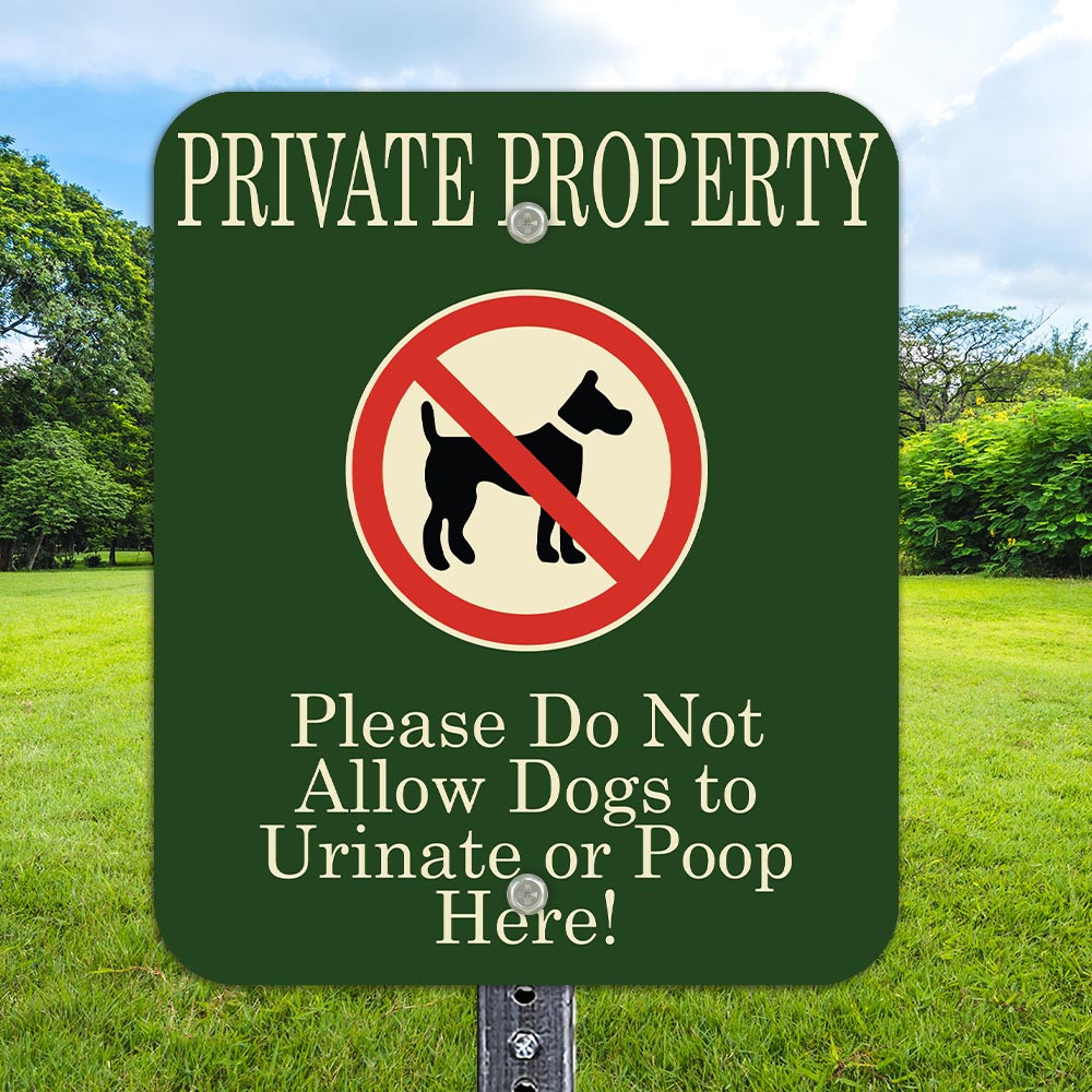 Schild 'Private Property – Beware Of Dogs' – Aus Aluminium, Reflektierend, Mit Metallpfahl