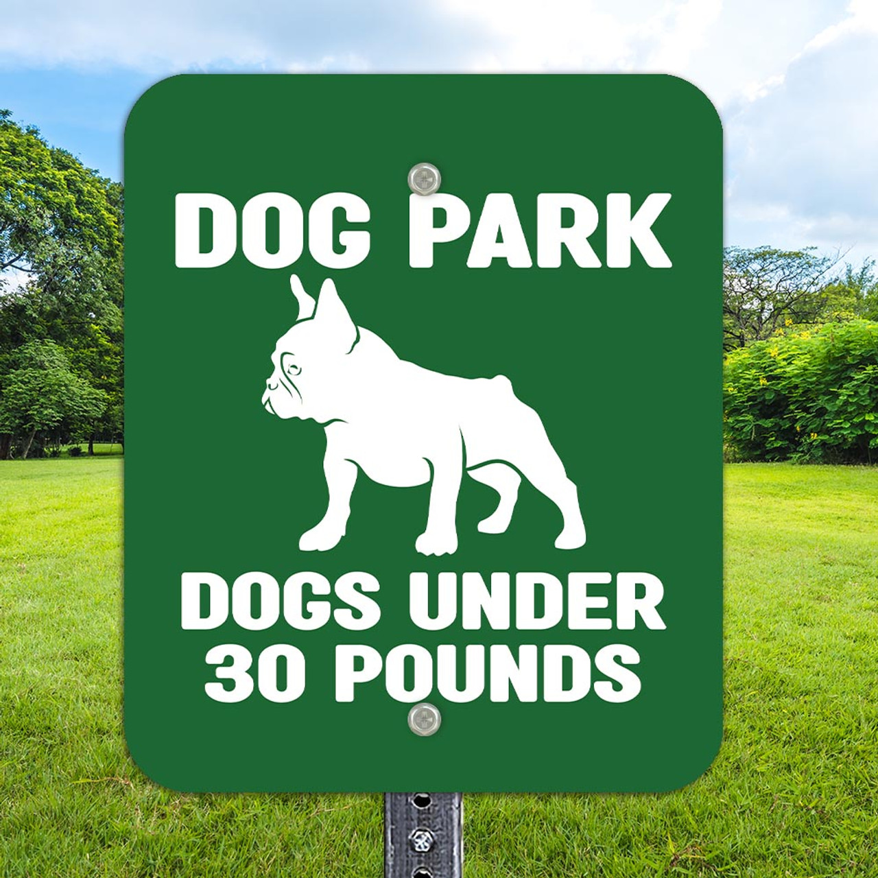 Dog Park Under 30 Lbs 10"x12" Aluminum Sign