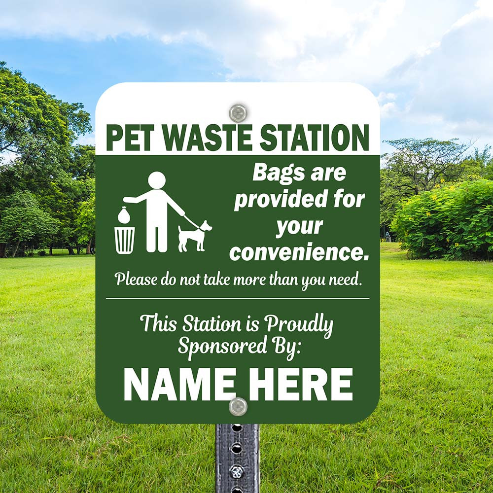 Custom Dog Sign: Sponsor Limit Bags 10"x 12" Aluminum Sign