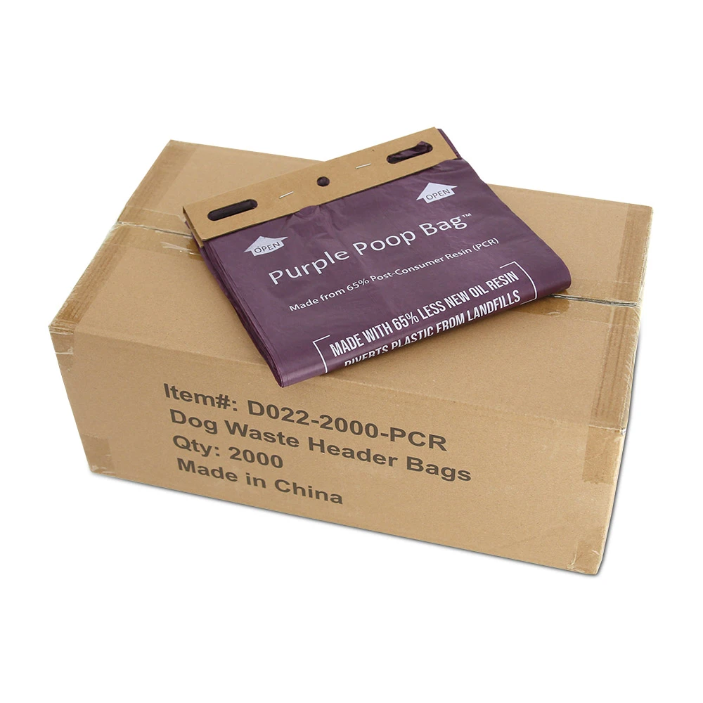 Purple Poop HEADER Bag™ 65% PCR - case of 2000