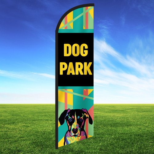 Dog Park Pop Art Dogs Feather Flag Dog Park Pop Art Dogs Feather Flag