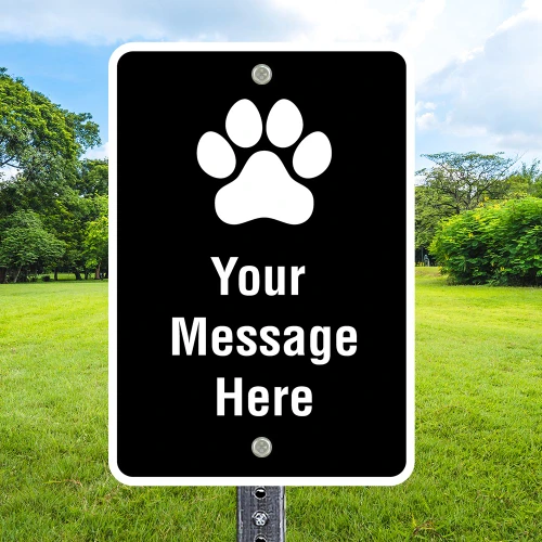 Custom Dog Sign: Paw Print Top 12"x 18" Aluminum Sign