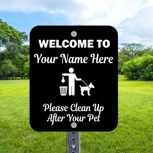Custom Dog Sign: Welcome 10"x 12" Aluminum Sign
