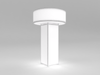 Open Box 20' x 20' Custom Island Trade Show Booth with Illuminated Tower and Lightbox Demo Stations