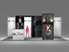 Open Box 10' x 20' Custom Inline Trade Show Booth with SEG Lightboxes, Merchandisers and Media Displays