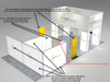 Enjoy Massive Savings on an Open Box, Never Used 20' x 40' Custom Island Booth with Non-Hanging Blimp Sign, Lightbox Meeting Room and Merchandiser Displays!