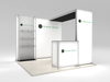 Open Box 10' x 10' Custom Backlit Trade Show Booth with Arch, Counter, Monitor Mount and Merchandiser Shelves