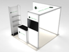 Open Box 10' x 10' Custom Backlit Trade Show Booth with Arch, Counter, Monitor Mount and Merchandiser Shelves