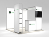 Open Box 10' x 10' Custom Backlit Trade Show Booth with Arch, Counter, Monitor Mount and Merchandiser Shelves