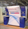 10x10 Tension Fabric Wall & 2 Portable Workstation Kiosks