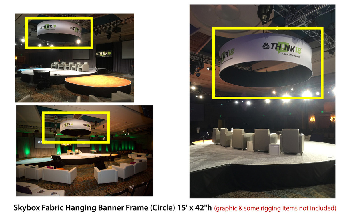 Recently Sold Used Booth! - Skybox Fabric Hanging Banner Frame (Circle) 15' x 42"h