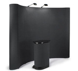 Recently Sold Used Booth! - Display Booth -Aspen 10' Curved Pop Up Display w/ Fabric, Counter & 2 Spotlights - Black