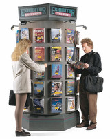 Recently Sold Used Kiosk! - 8' Tall x 4' Diameter Rotating Advertising Kiosk with Halogen Lights - Velcro Surface