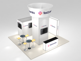 Stand Out From Every Angle: Discover the Amazing 20×20 Modular Island Booth with Rotating Blimp Centerpiece