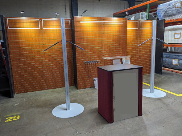 Modular Aluminum B Matrix display with Slat wall facing includes lighting, podium and all hardware